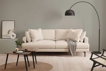 Menard Sofagruppe 4-personers + 4-personers Dyb Stofsofa 225 cm bred - Beige - Møbler - Sofaer - Sofagrupper