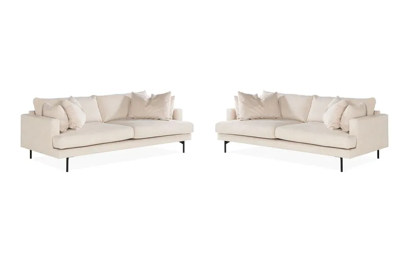 Menard Sofagruppe 4-personers + 4-personers Manchestersofa - Beige - Møbler - Sofaer - Sofagrupper