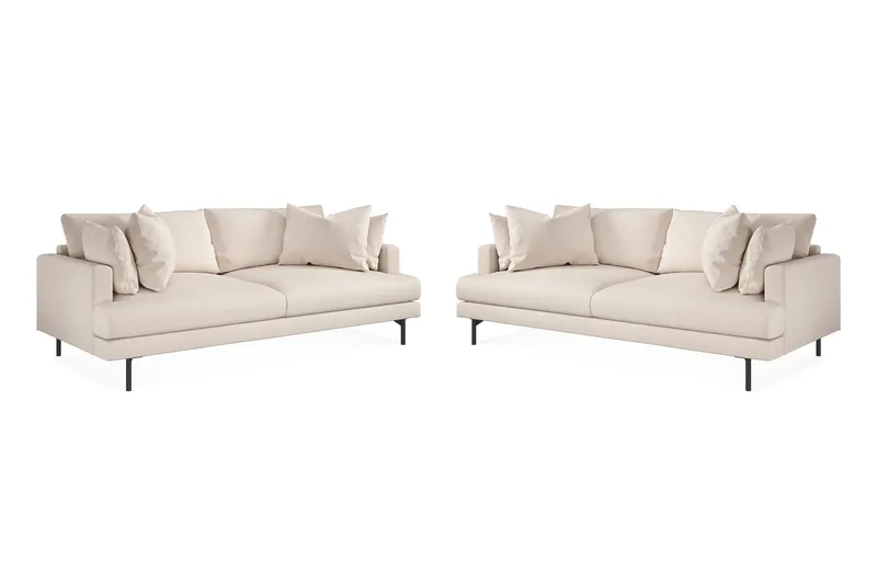 Menard Sofagruppe 4-personers + 4-personers Dyb Stofsofa 225 cm bred - Beige - Møbler - Sofaer - Sofagrupper