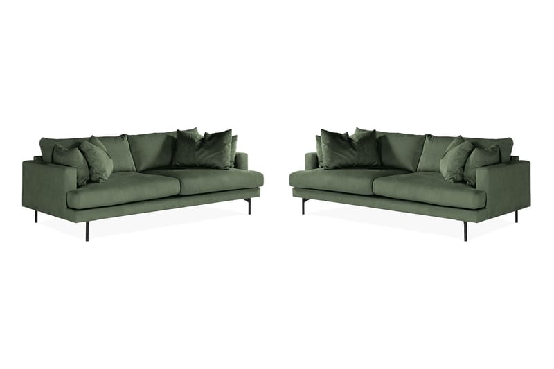 Menard Sofagruppe 4-personers + 4-personers Manchestersofa - Grøn - Møbler - Sofaer - Sofagrupper