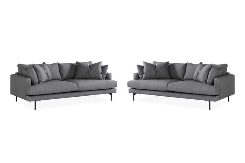 Menard Sofagruppe 4-personers + 4-personers Stofsofa - Mørkegrå - Møbler - Sofaer - Sofagrupper