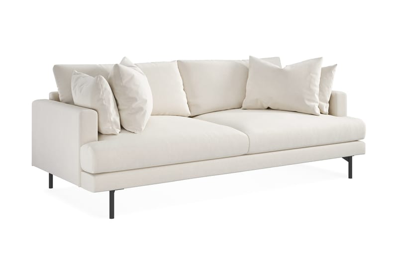 Menard Sofagruppe 4-personers + 4-personers Dyb Fløjlssofa 225 cm bred - Cremehvid - Møbler - Sofaer - Sofagrupper