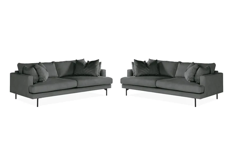 Menard Sofagruppe 4-personers + 4-personers Manchestersofa, Grå