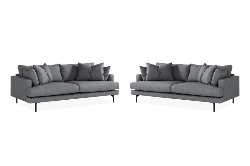 Menard Sofagruppe 4-personers + 4-personers Stofsofa - Mørkegrå - Møbler - Sofaer - Sofagrupper