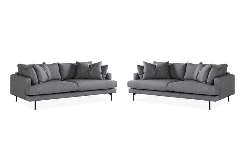 Menard Sofagruppe 4-personers + 4-personers Stofsofa - Mørkegrå - Møbler - Sofaer - Sofagrupper