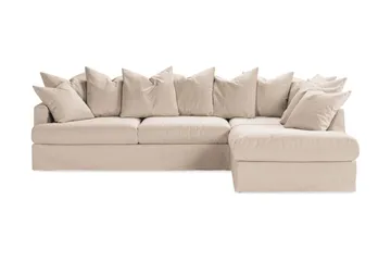 Menard Sofagruppe 4-personers Højrevendt L-formet Chaiselongsofa + Lænestol i Stof - Beige - Møbler - Sofaer - Sofagrupper
