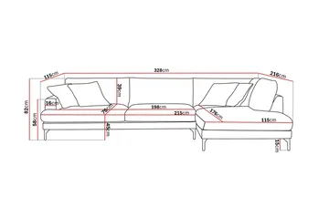 Menard Premium 5-personers højrevendt L-formet dyb chaiselongsofa i chenille - Grå - Møbler - Sofaer - Sofa med chaiselong