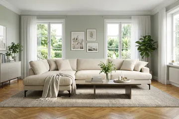 Menard Premium 5-personers venstrevendt L-formet dyb chaiselongsofa i chenille - Beige - Møbler - Sofaer - Sofa med chaiselong
