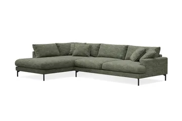 Menard Premium 5-personers venstrevendt L-formet dyb chaiselongsofa i chenille - Grøn - Møbler - Sofaer - Sofa med chaiselong