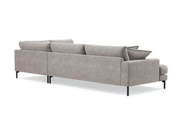 Menard Premium 5-personers højrevendt L-formet dyb chaiselongsofa i chenille - Trenza 08, Grå/Brun Chenille - Møbler - Sofaer - Sofa med chaiselong