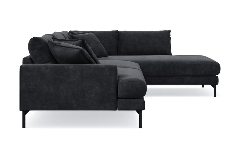Menard Premium 5-personers højrevendt L-formet dyb chaiselongsofa i chenille - Sort - Møbler - Sofaer - Sofa med chaiselong