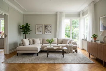 Menard Premium 5-personers venstrevendt L-formet dyb chaiselongsofa i stof - Beige - Møbler - Sofaer - Sofa med chaiselong