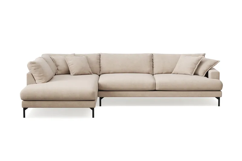 Menard Premium 5-personers venstrevendt L-formet dyb chaiselongsofa i stof - Beige - Møbler - Sofaer - Sofa med chaiselong