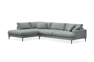 Menard Premium 5-personers venstrevendt L-formet dyb chaiselongsofa i chenille - Grå/Blå - Møbler - Sofaer - Sofa med chaiselong