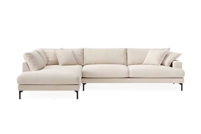Menard Premium 5-seters Venstrevendt L-formet Dyp Sjeselongsofa i Chenille - Lys Beige - Møbler - Sofaer - Sofa med chaiselong