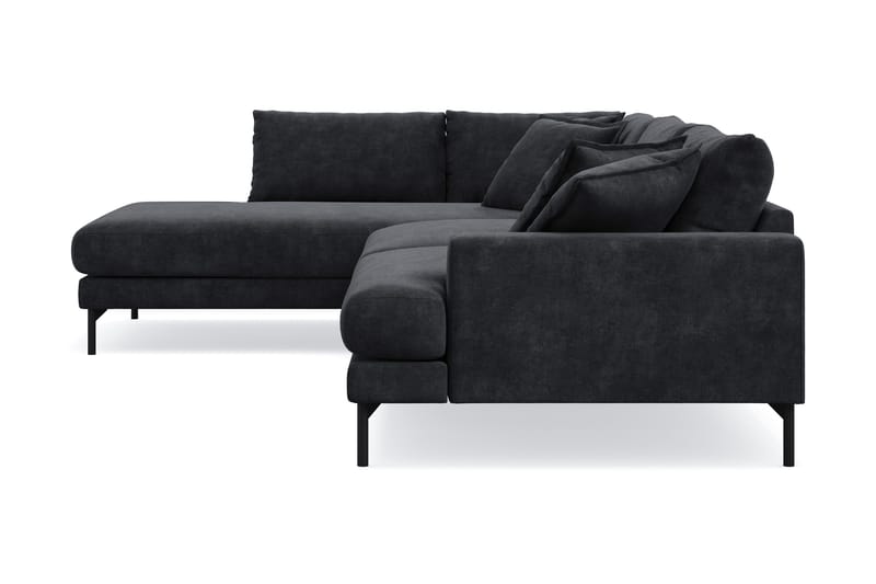 Menard Premium 5-personers venstrevendt L-formet dyb chaiselongsofa i chenille - Sort - Møbler - Sofaer - Sofa med chaiselong