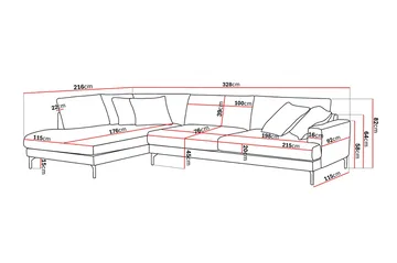 Menard Premium 5-personers venstrevendt L-formet dyb chaiselongsofa i chenille - Lysbeige - Møbler - Sofaer - Sofa med chaiselong