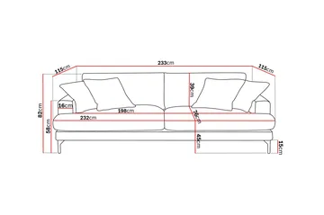 Menard Premium 4-personers dyb sofa i chenille - Lysbeige - Møbler - Sofaer - 4 personers sofa