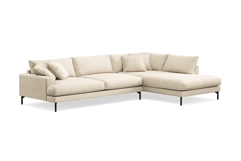 Menard Premium 5-personers højrevendt L-formet dyb chaiselongsofa i chenille - Beige - Møbler - Sofaer - Sofa med chaiselong