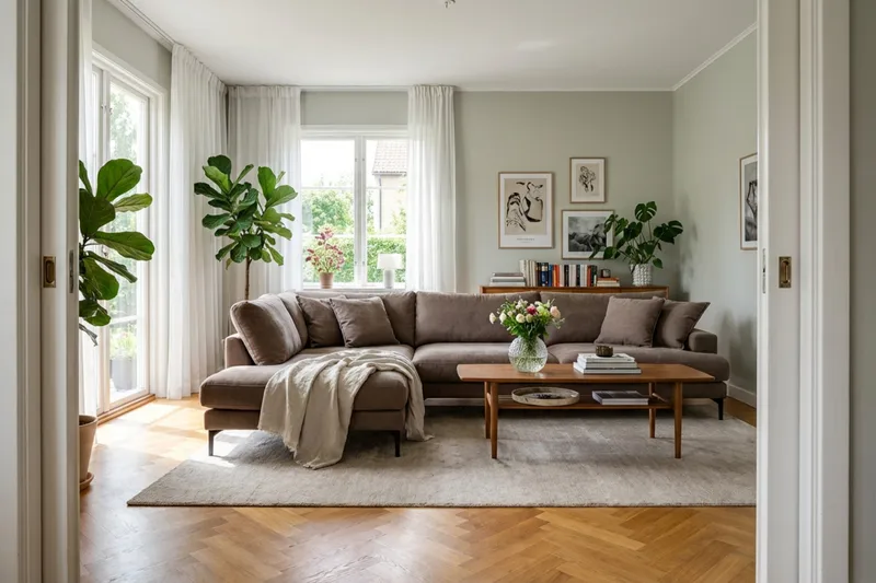 Menard Premium 5-personers venstrevendt L-formet dyb chaiselongsofa i stof - Brun - Møbler - Sofaer - Sofa med chaiselong