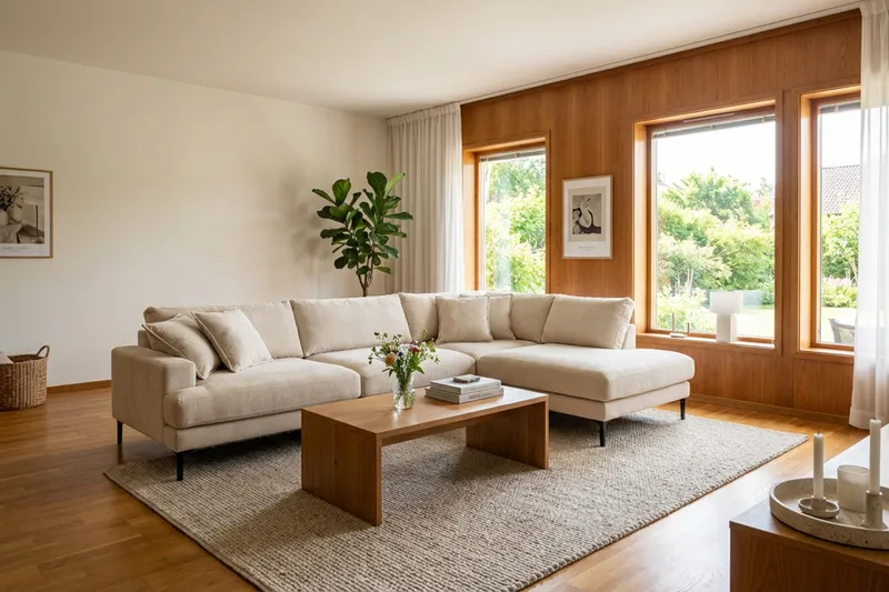 Menard Premium 5-personers højrevendt L-formet dyb chaiselongsofa i chenille - Beige - Møbler - Sofaer - Sofa med chaiselong