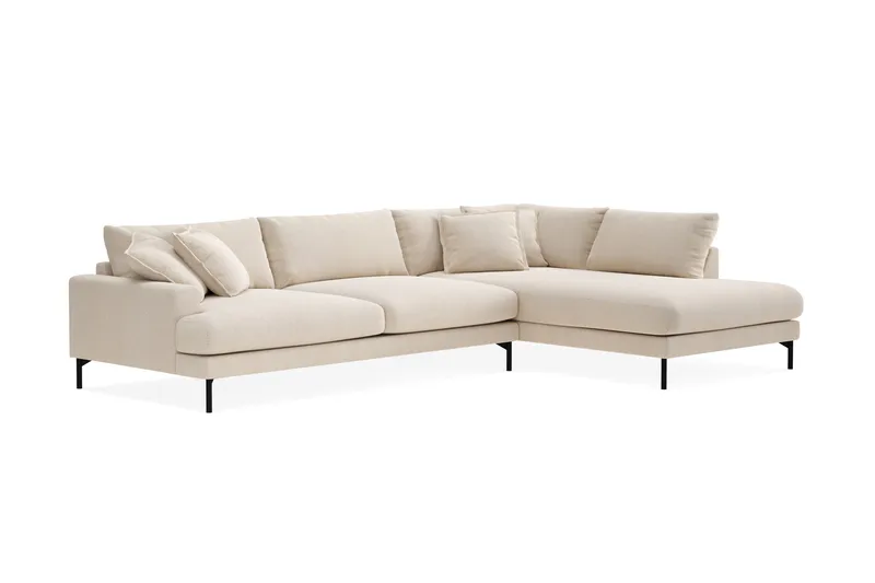 Menard Premium 5-seters Høyrevendt L-formet Dyp Sjeselongsofa i Chenille - Lys Beige - Møbler - Sofaer - Sofa med chaiselong
