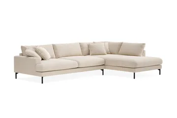 Menard Premium 5-personers højrevendt L-formet dyb chaiselongsofa i chenille - Lysbeige - Møbler - Sofaer - Sofa med chaiselong