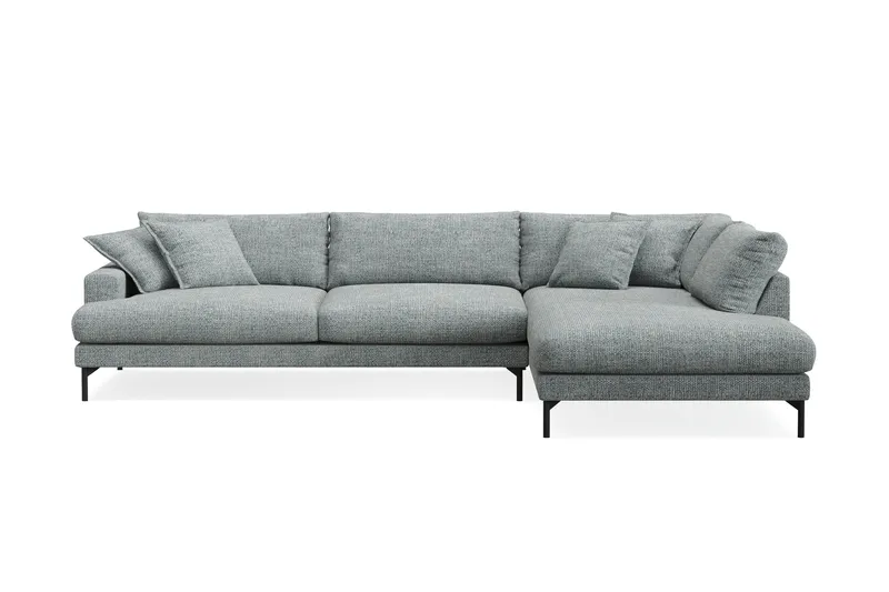 Menard Premium 5-personers højrevendt L-formet dyb chaiselongsofa i chenille - Grå/Blå - Møbler - Sofaer - Sofa med chaiselong