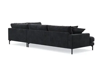 Menard Premium 5-personers højrevendt L-formet dyb chaiselongsofa i chenille - Trenza 01, Sort Chenille - Møbler - Sofaer - Sofa med chaiselong