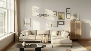 Menard Premium 5-personers højrevendt L-formet dyb chaiselongsofa i chenille - Lysbeige - Møbler - Sofaer - Sofa med chaiselong