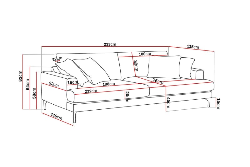 Menard Premium 4-personers dyb sofa i chenille - Grøn - Møbler - Sofaer - 4 personers sofa