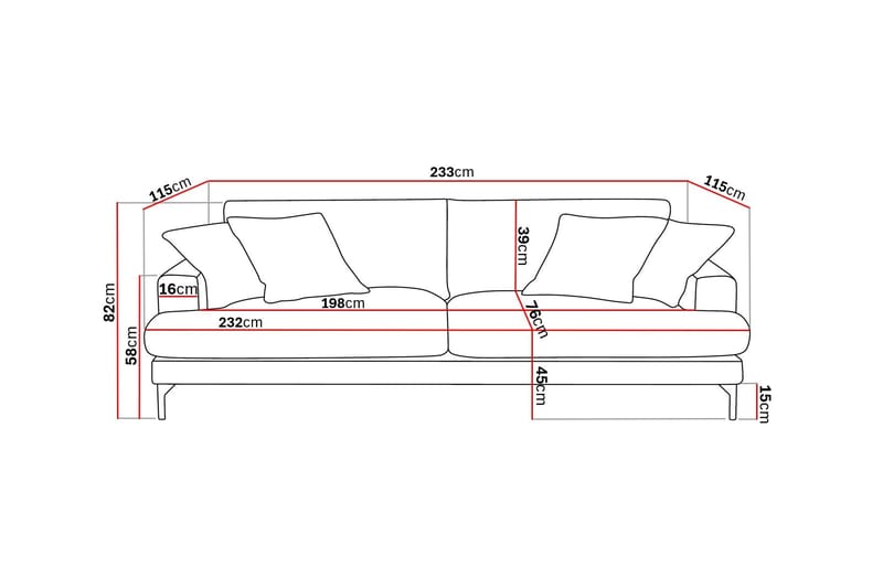 Menard Premium 4-personers dyb sofa i chenille - Grøn - Møbler - Sofaer - 4 personers sofa