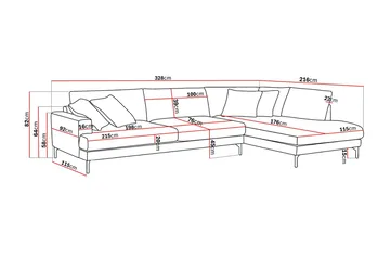 Menard Premium 5-personers højrevendt L-formet dyb chaiselongsofa i chenille - Lysbeige - Møbler - Sofaer - Sofa med chaiselong
