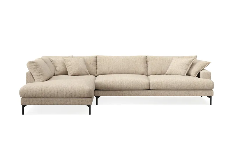 Menard Premium 5-seters Venstrevendt L-formet Dyp Sjeselongsofa i Chenille, Beige
