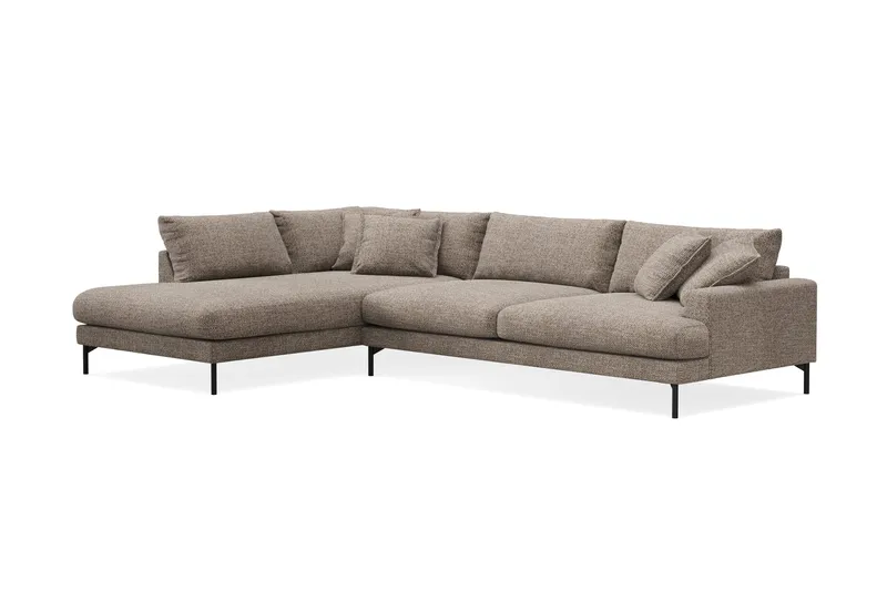 Menard Premium 5-seters Venstrevendt L-formet Dyp Sjeselongsofa i Chenille - Brun - Møbler - Sofaer - Sofa med chaiselong