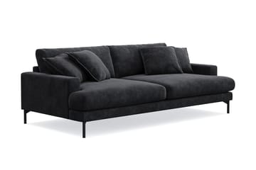 Menard Premium 4-personers dyb sofa i chenille - Trenza 01, Sort Chenille - Møbler - Sofaer - 4 personers sofa