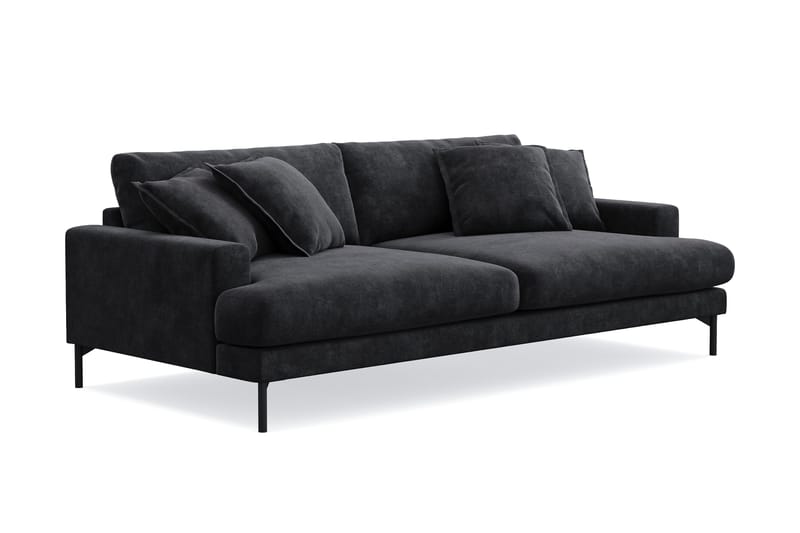 Menard Premium 4-personers dyb sofa i chenille - Sort - Møbler - Sofaer - 4 personers sofa