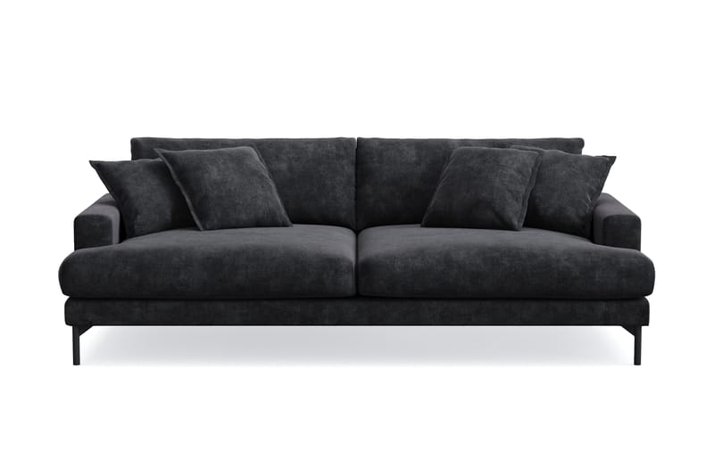 Menard Premium 4-personers dyb sofa i chenille - Sort - Møbler - Sofaer - 4 personers sofa
