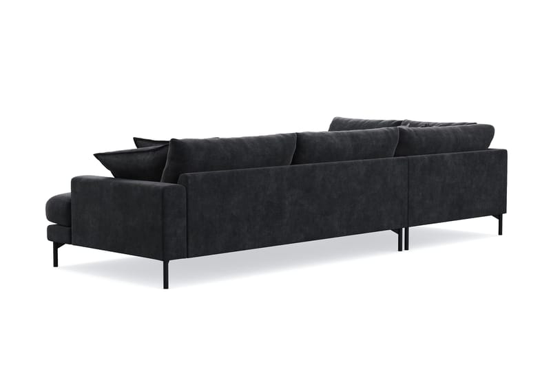 Menard Premium 5-personers venstrevendt L-formet dyb chaiselongsofa i chenille - Sort - Møbler - Sofaer - Sofa med chaiselong
