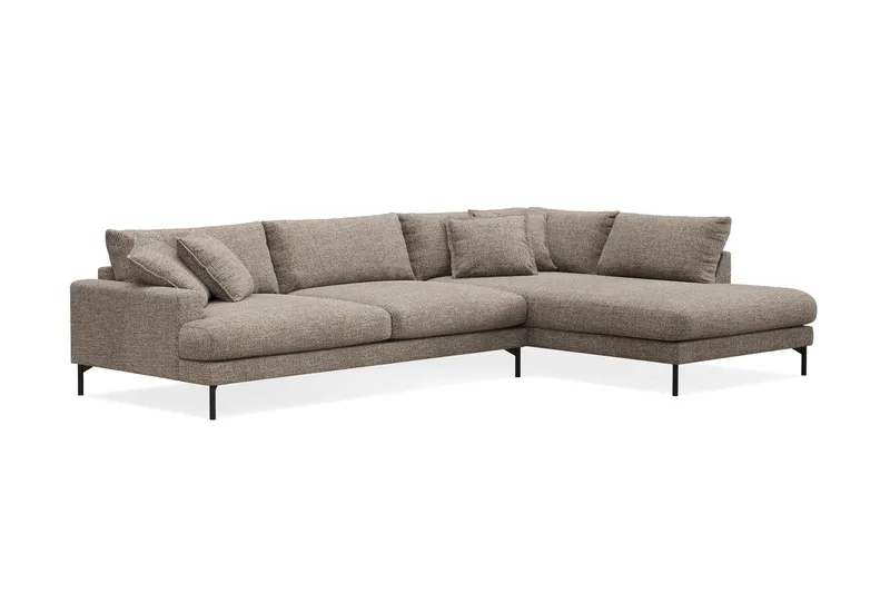 Menard Premium 5-seters Høyrevendt L-formet Dyp Sjeselongsofa i Chenille - Brun - Møbler - Sofaer - Sofa med chaiselong