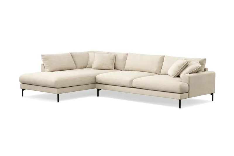 Menard Premium 5-personers venstrevendt L-formet dyb chaiselongsofa i chenille - Beige - Møbler - Sofaer - Sofa med chaiselong