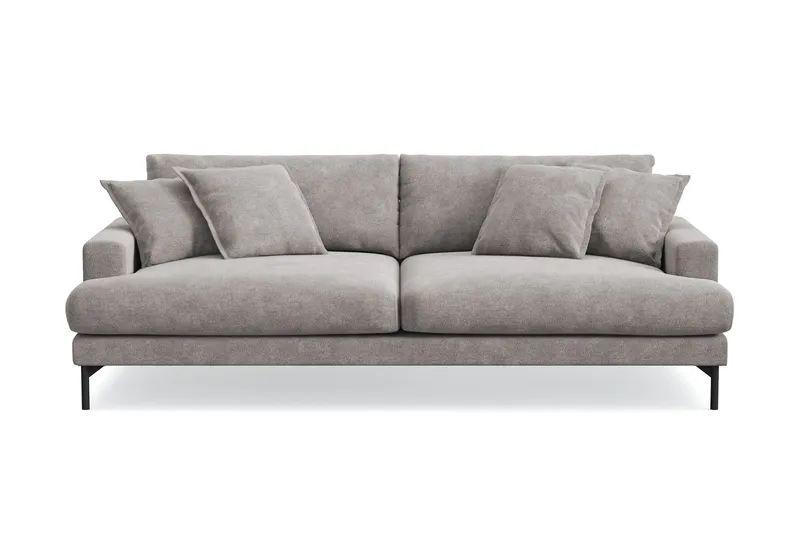 Menard Premium 4-personers dyb sofa i chenille - Grå/Brun - Møbler - Sofaer - 4 personers sofa