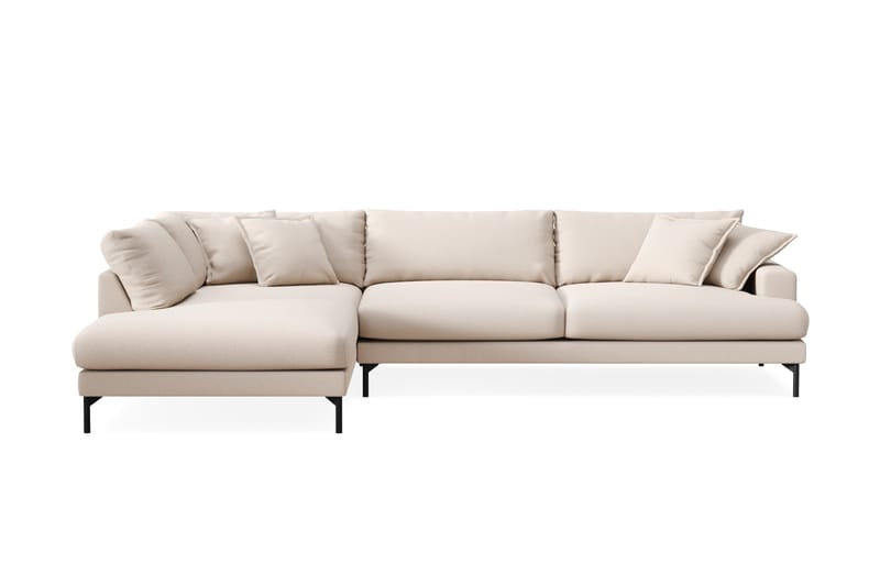 Menard Premium 5-seters Venstrevendt L-formet Dyp Sjeselongsofa i Bouclé - Lys Beige - Møbler - Sofaer - Sofa med chaiselong