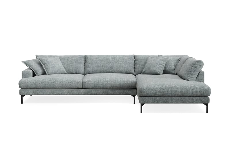 Menard Premium 5-seters Høyrevendt L-formet Dyp Sjeselongsofa i Chenille - Grå/Blå - Møbler - Sofaer - Sofa med chaiselong