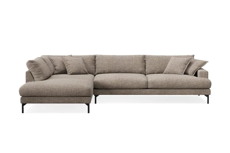 Menard Premium 5-seters Venstrevendt L-formet Dyp Sjeselongsofa i Chenille, Brun