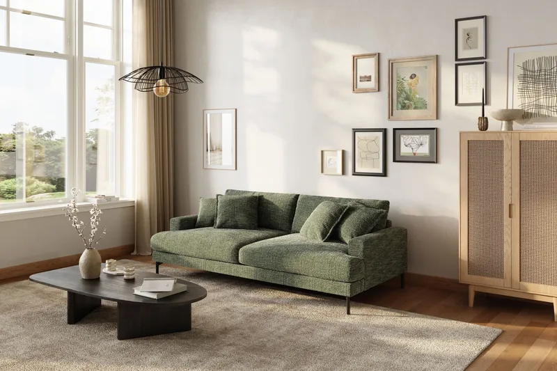 Menard Premium 4-seters Dyp Sofa i Chenille - Grønn - Møbler - Sofaer - 4 personers sofa