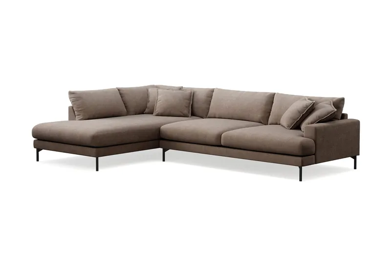 Menard Premium 5-personers venstrevendt L-formet dyb chaiselongsofa i stof - Brun - Møbler - Sofaer - Sofa med chaiselong