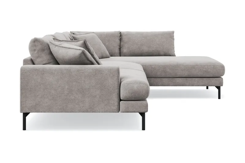 Menard Premium 5-personers højrevendt L-formet dyb chaiselongsofa i chenille - Grå/Brun - Møbler - Sofaer - Sofa med chaiselong