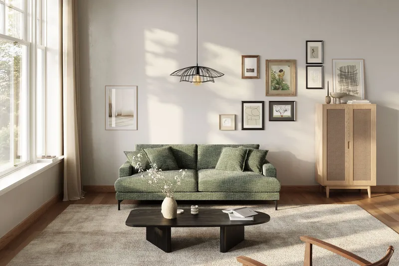 Menard Premium 4-seters Dyp Sofa i Chenille - Grønn - Møbler - Sofaer - 4 personers sofa