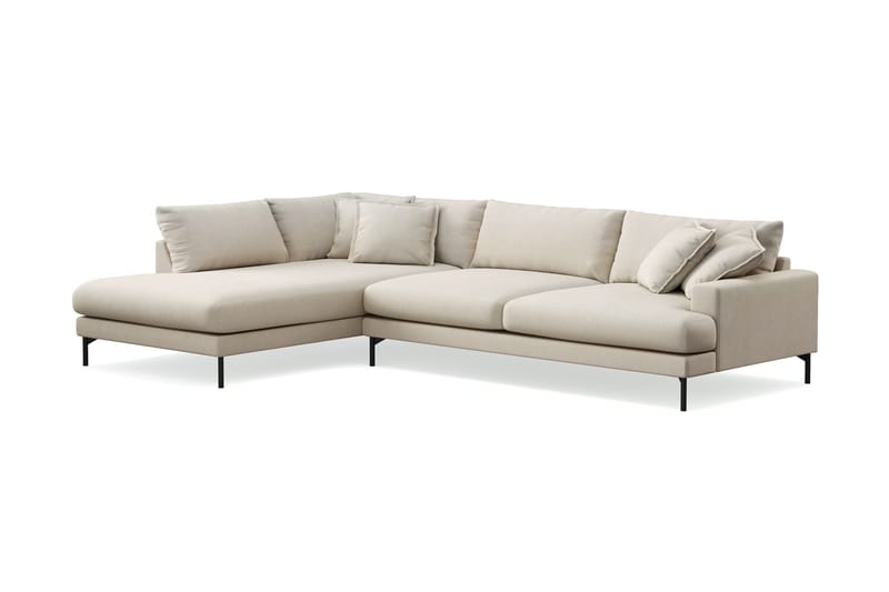 Menard Premium 5-personers venstrevendt L-formet dyb chaiselongsofa i stof - Beige - Møbler - Sofaer - Sofa med chaiselong